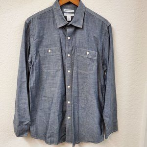 Amazon Essentials Blue Chambray Button Up Men's Size L